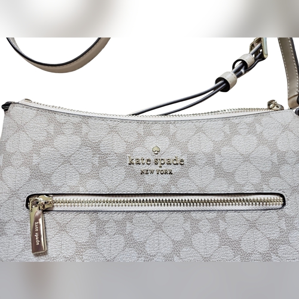 Kate Spade Dark Beige PVC Flower Crossbody Bag, With Silver Hardware, New w/tags - Picture 3 of 8